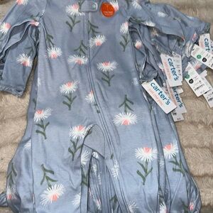 Wholesale lot of 16 piece infant Carter's Soft Blue Floral one piece sleeper NWT